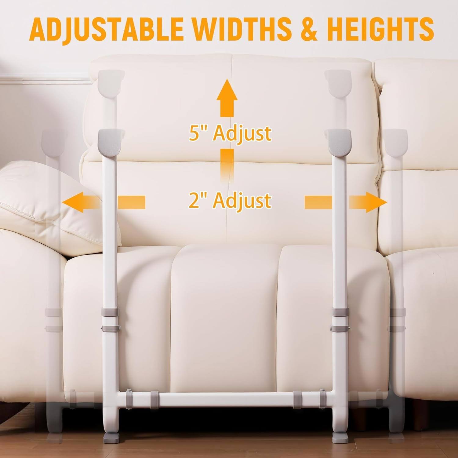 Couch Stand Assist with Handrails, Width and Height Adjustable Stand Assist Aid for Elderly, up to 400 LBS, Sofa and Chair Lift Assist Devices for Seniors, Disabled and Patients, Gray