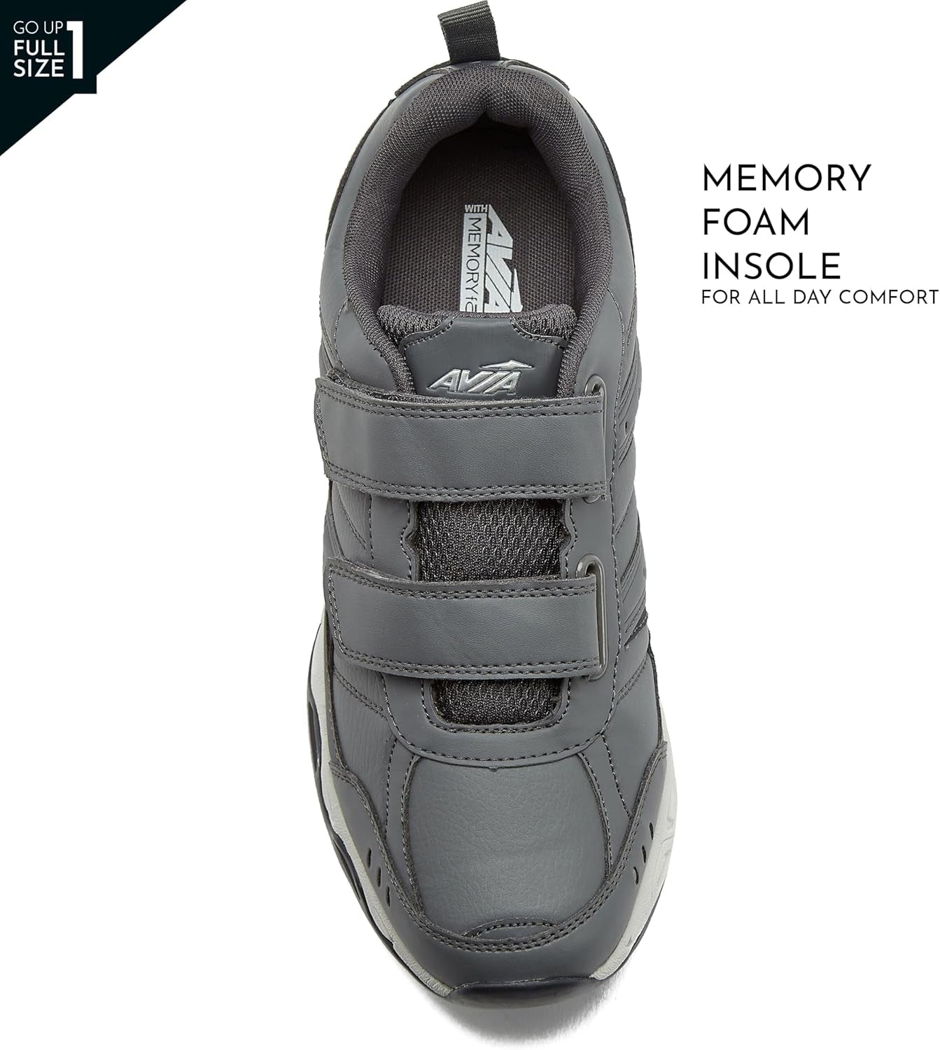 Avi-Union II Strap Non Slip Shoes for Men, Hook and Loop Mens Walking Shoes with Memory Foam, Comfort Restaurant and Diabetic Shoes for Men - Black Wide or Extra Wide Width Safety Footwear