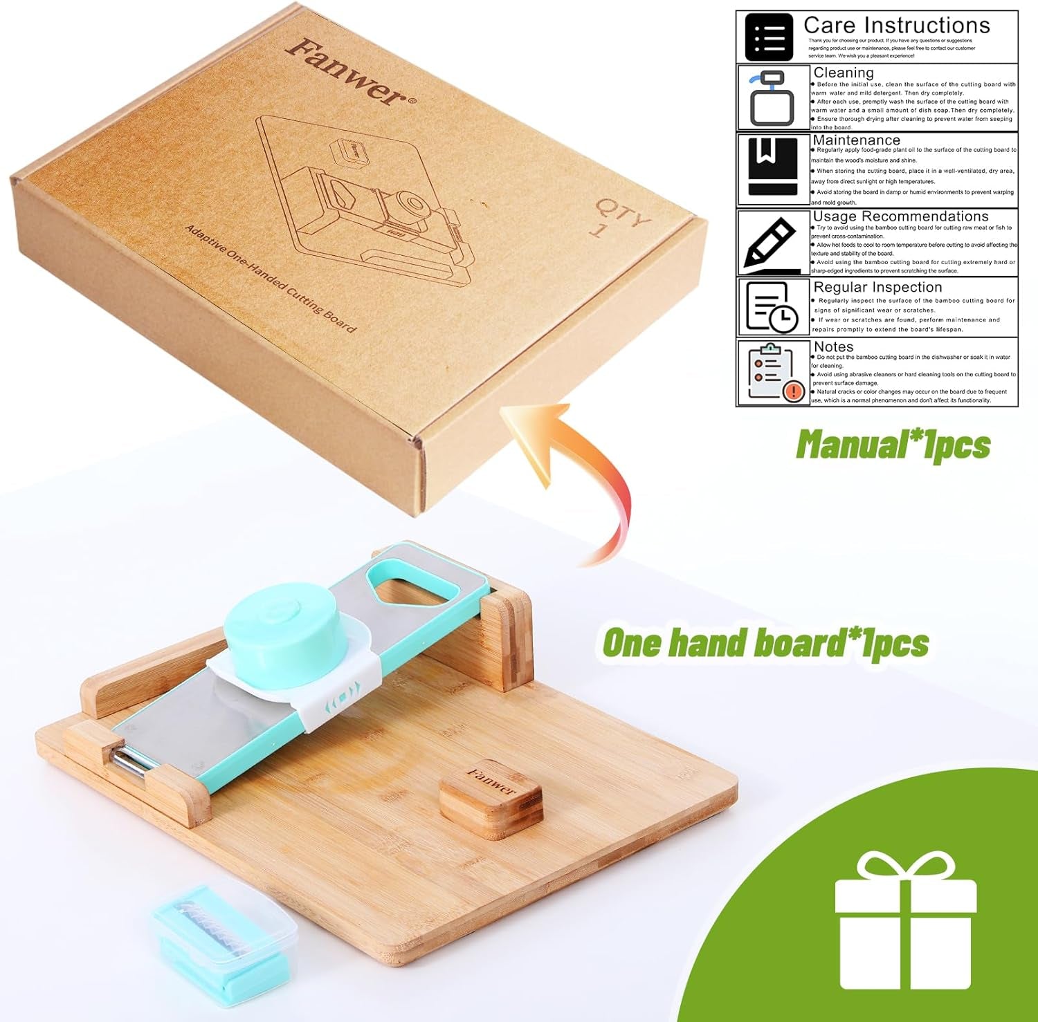 Adaptive One-Handed Cutting Board- Anti-Slip with Bread Stops & Spikes - Perfect for Amputees & Disabled - Single Handed for Effortless Cutting & Chopping - Handicapped Kitchen Board.