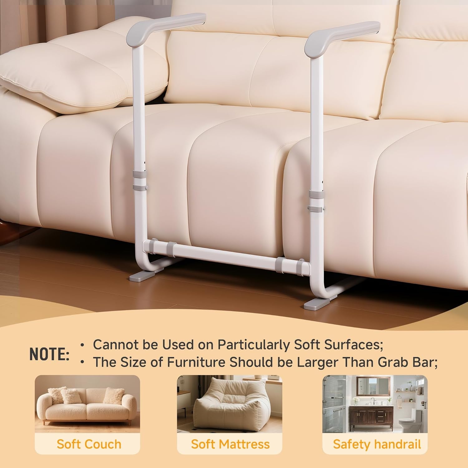 Couch Stand Assist with Handrails, Width and Height Adjustable Stand Assist Aid for Elderly, up to 400 LBS, Sofa and Chair Lift Assist Devices for Seniors, Disabled and Patients, Gray