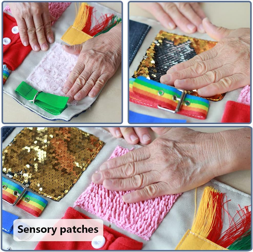 Fidget Blanket for Dementia Patients, Dementia Products for Elderly, Dementia Activities for Seniors, Alzheimers Toys, Gift for Elderly
