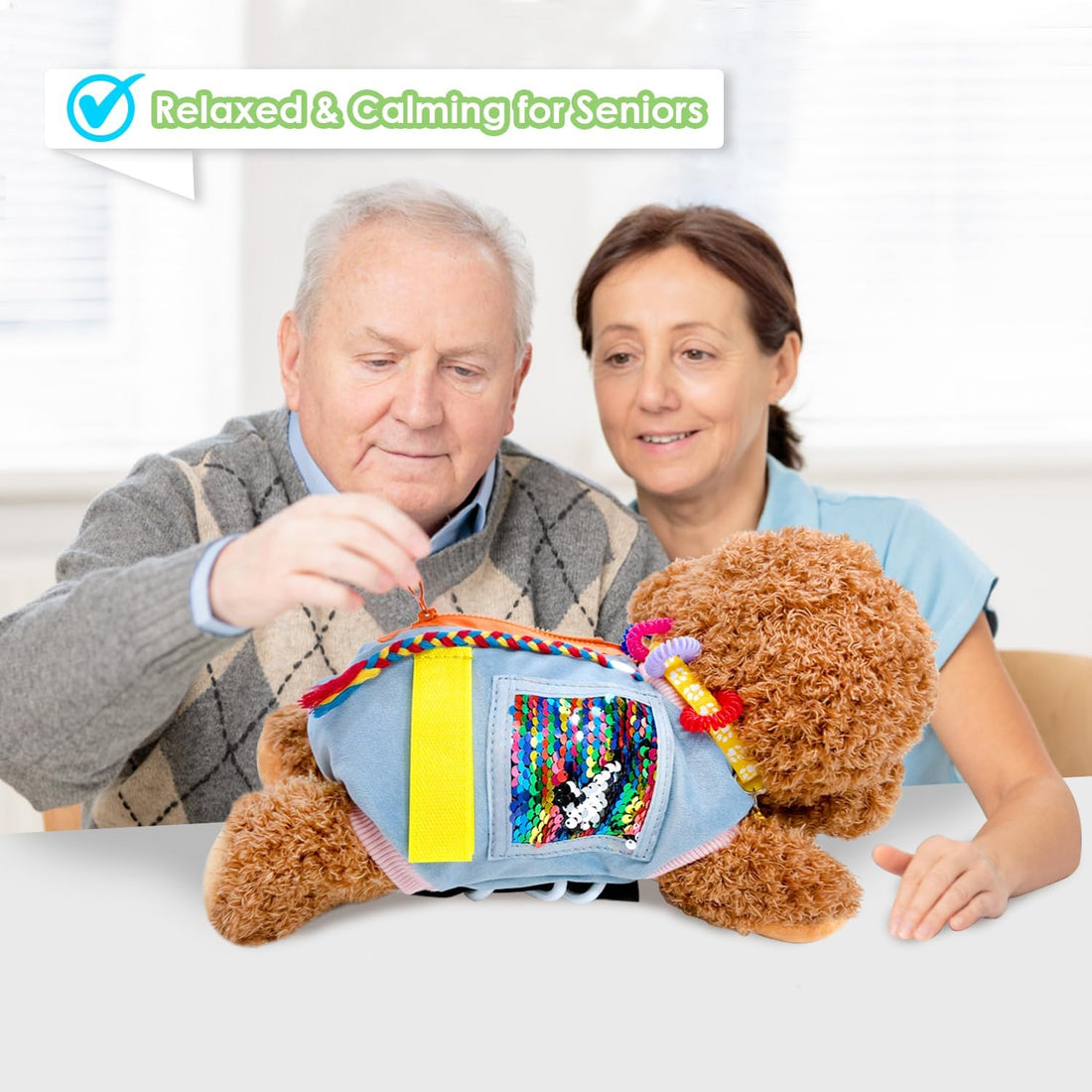 Fidget Sensory Dog Blanket for Elderly | Premium Dementia Activities for Seniors Items | Engaging Sensory Items (Pup) for Adults | Gift and Activities for Seniors with Alzheimer