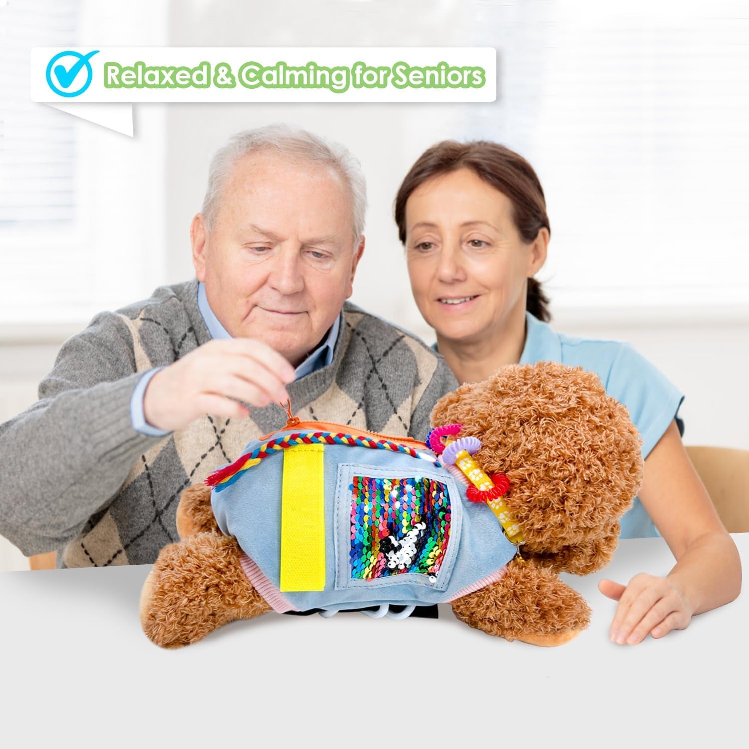Fidget Sensory Dog Blanket for Elderly | Premium Dementia Activities for Seniors Items | Engaging Sensory Items (Pup) for Adults | Gift and Activities for Seniors with Alzheimer