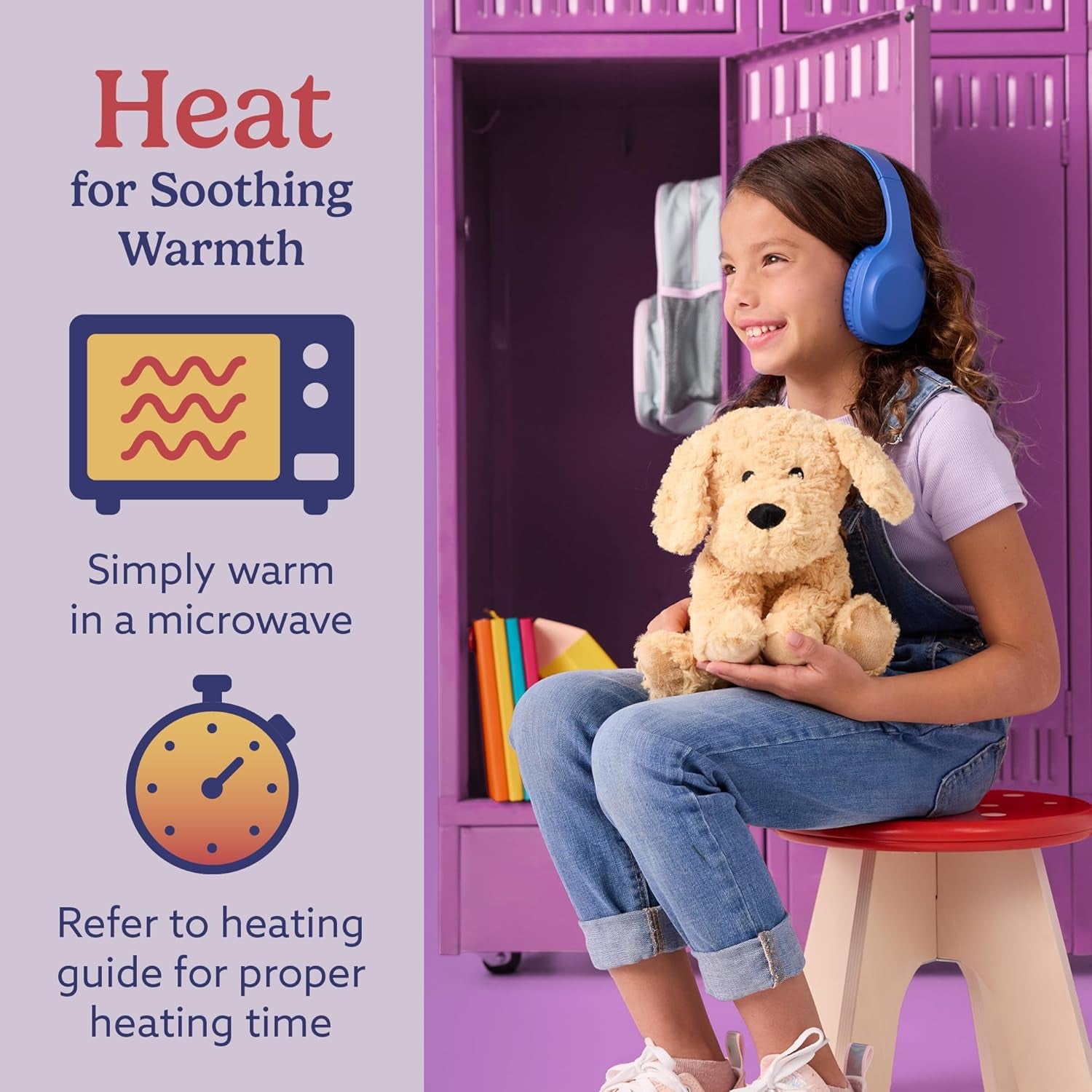 Microwavable & Weighted Stuffed Animals, Golden Dog - Heated Stuffed Animal Plushie for Warmth & Comfort - Cute Soft Plush Toys for Boys, Girls, Babies & Toddlers