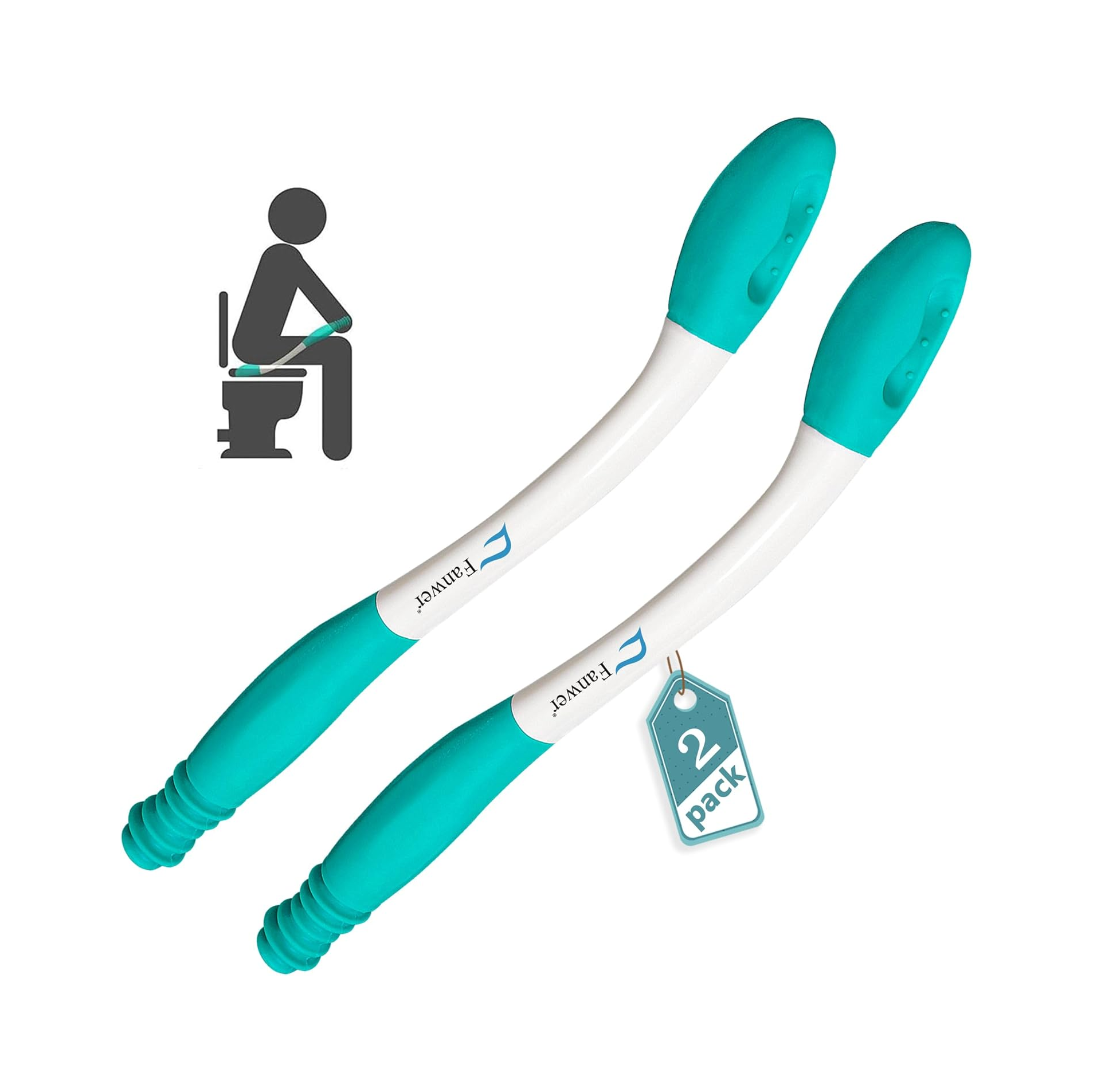 Toilet Aids for Wiping – 15.7” Long Reach Comfort Butt Wiper Tool, Self Assist for Elderly, Disabled & Pregnant (2 Pack
