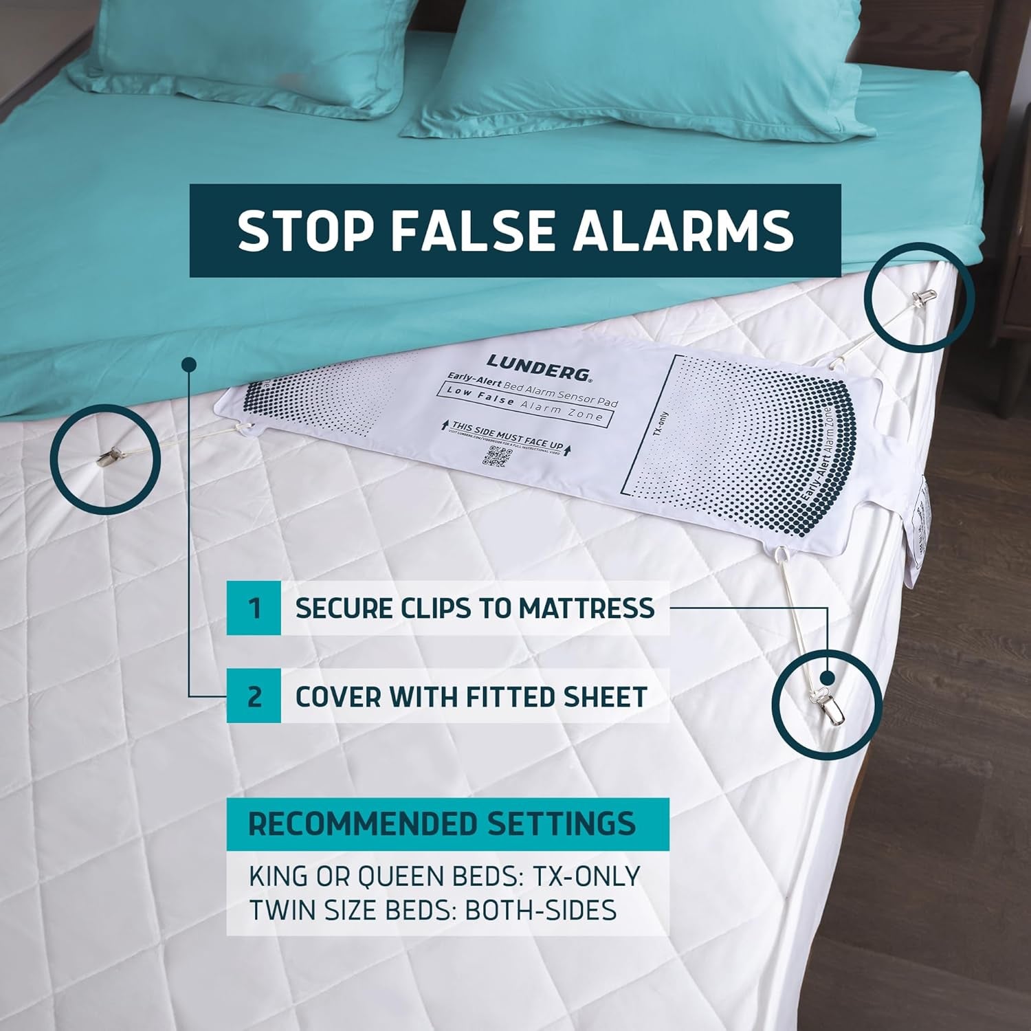 Early Alert Bed Alarm for Elderly Adults - Wireless Sensor Pad & Pager - with Pre-Alert Smart Technology - Safety Bed Alarms and Fall Prevention for Elderly and Dementia Patients