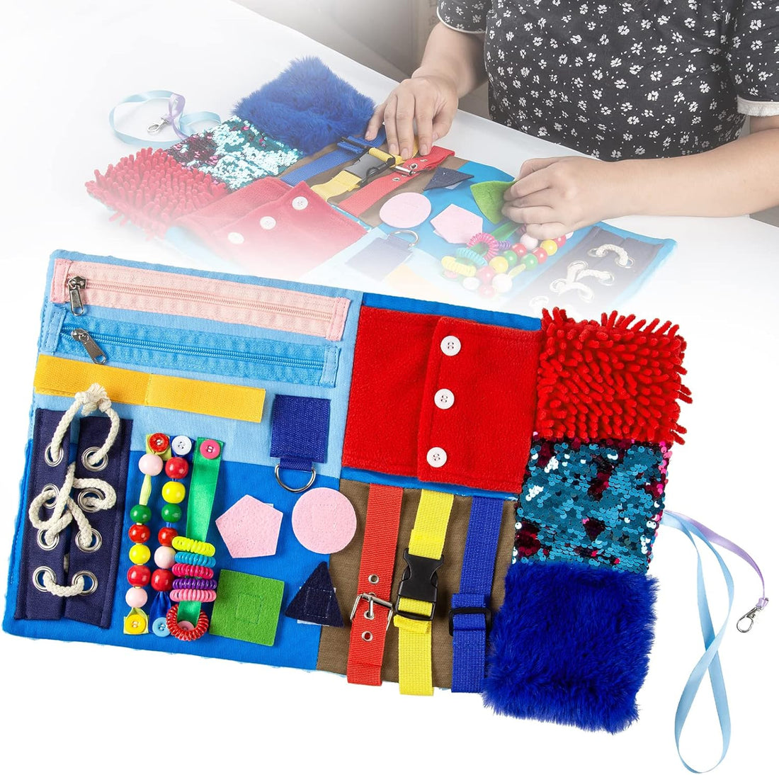 Fidget Blanket for Elderly, Dementia Alzheimers Products, Sensory Blanket Memory Loss Fidget Toys, Autistic Activities Pad, Anxiety Relief Improves Mental Stimulation