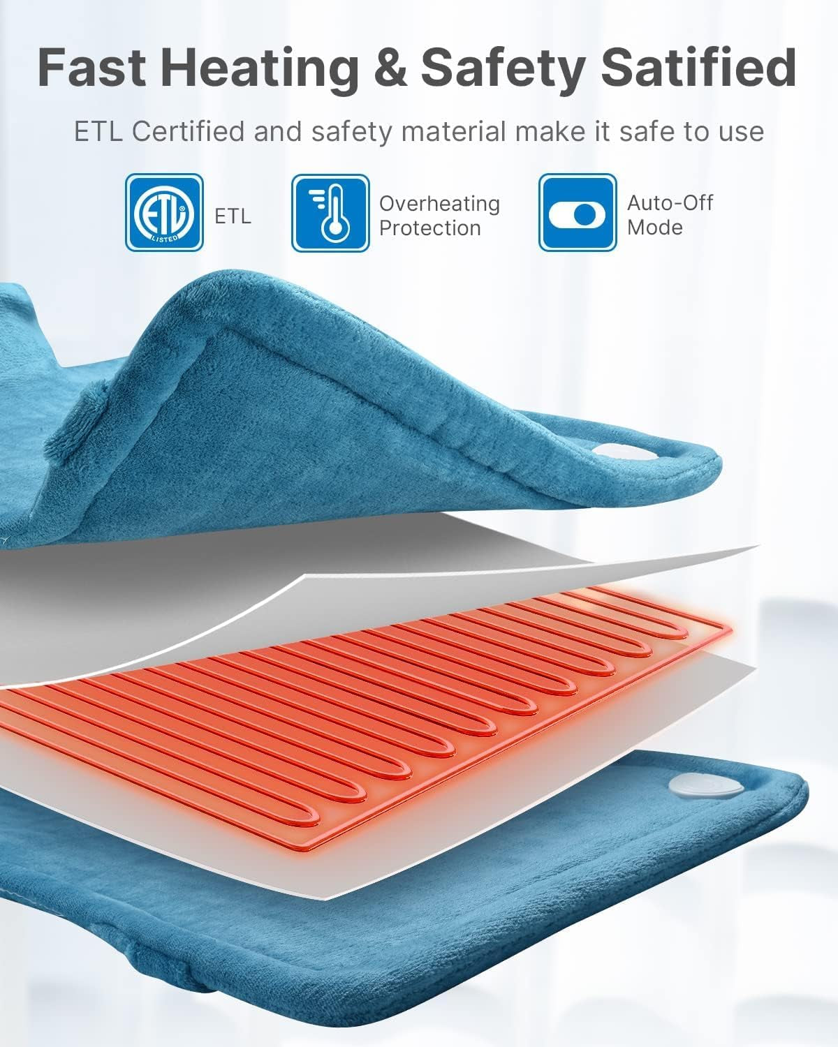Heating Pad for Neck and Shoulders and Back Pain Relief, FSA Eligible Items Only List, Birthday Gifts for Women Men Mom, 24"X33" Weighted Electric Heat Pad, Auto Shut Off, ETL Certified, Blue