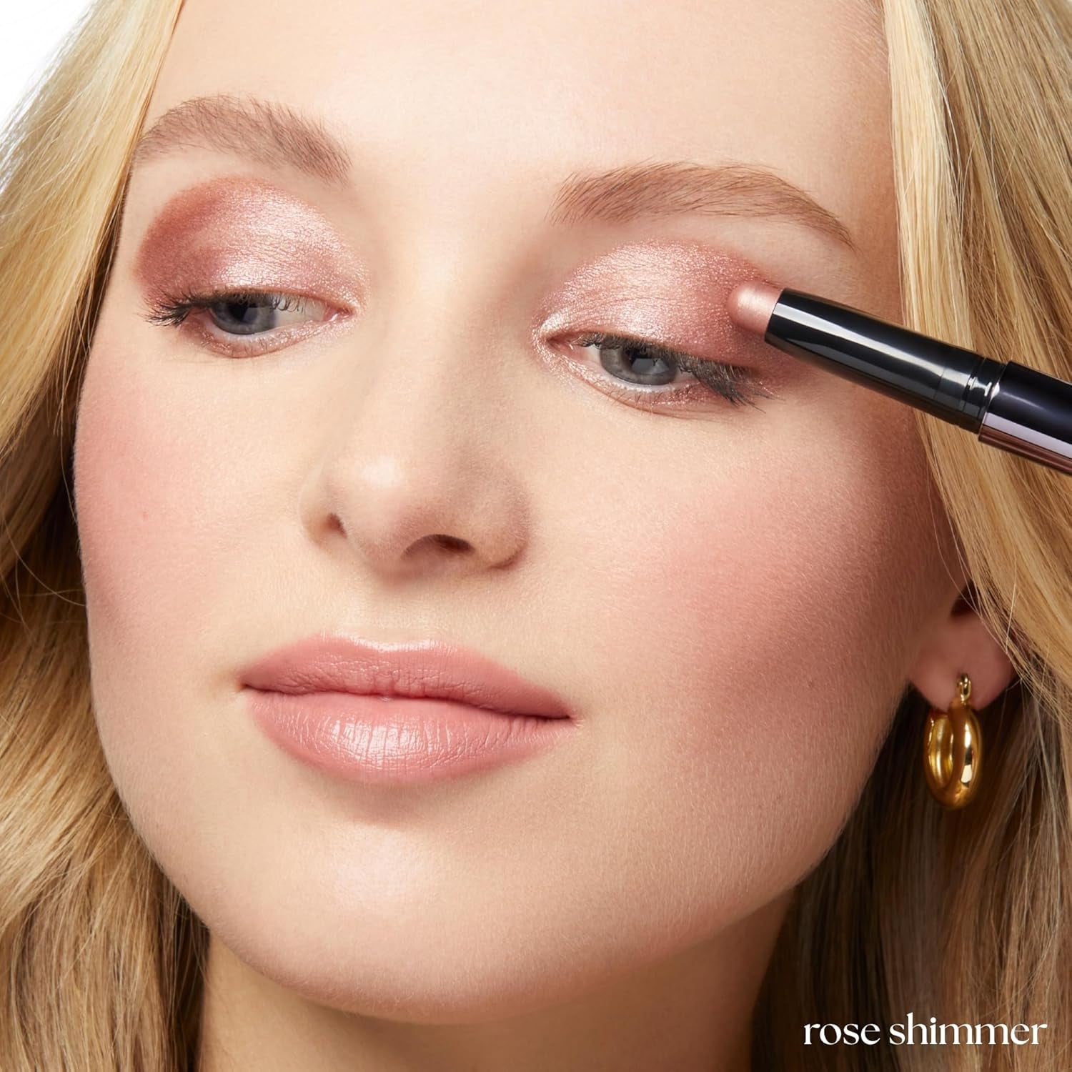 Eyeshadow 101 Cream-To-Powder Waterproof Shadow Stick – Rose Shimmer – Long-Lasting, Crease-Proof, Pearlescent Rose Shimmer Cream Eyeshadow with Built-In Smudger