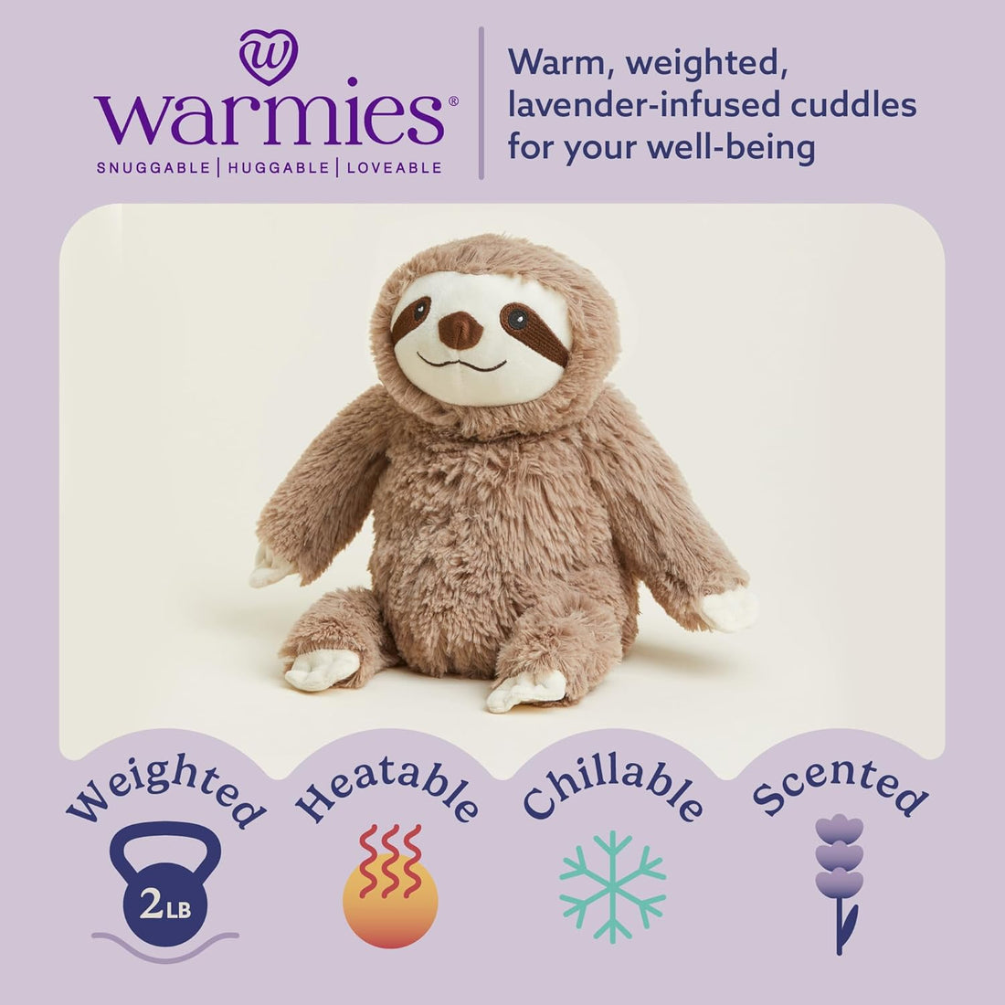 Microwavable & Weighted Stuffed Animals, Sloth - Heated Stuffed Animal Plushie for Warmth & Comfort - Cute Soft Plush Toys for Boys, Girls, Babies & Toddlers
