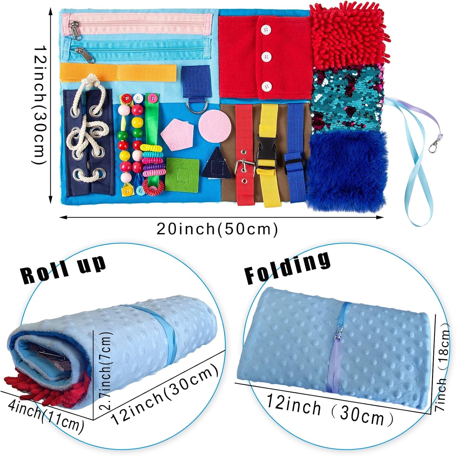 Fidget Blanket for Elderly, Dementia Alzheimers Products, Sensory Blanket Memory Loss Fidget Toys, Autistic Activities Pad, Anxiety Relief Improves Mental Stimulation