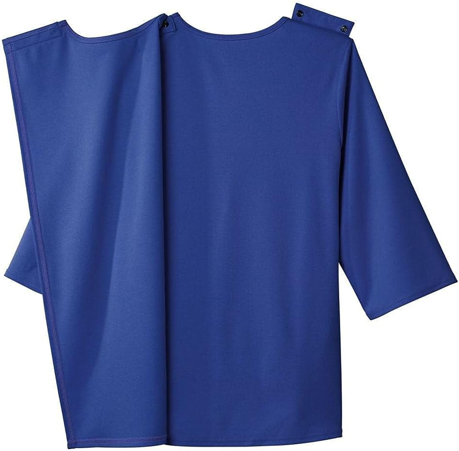 Women’S Open Back Adaptive Embroidered Neckline Design Top for Seniors - 3/4 Long Sleeve Scoop Shirt
