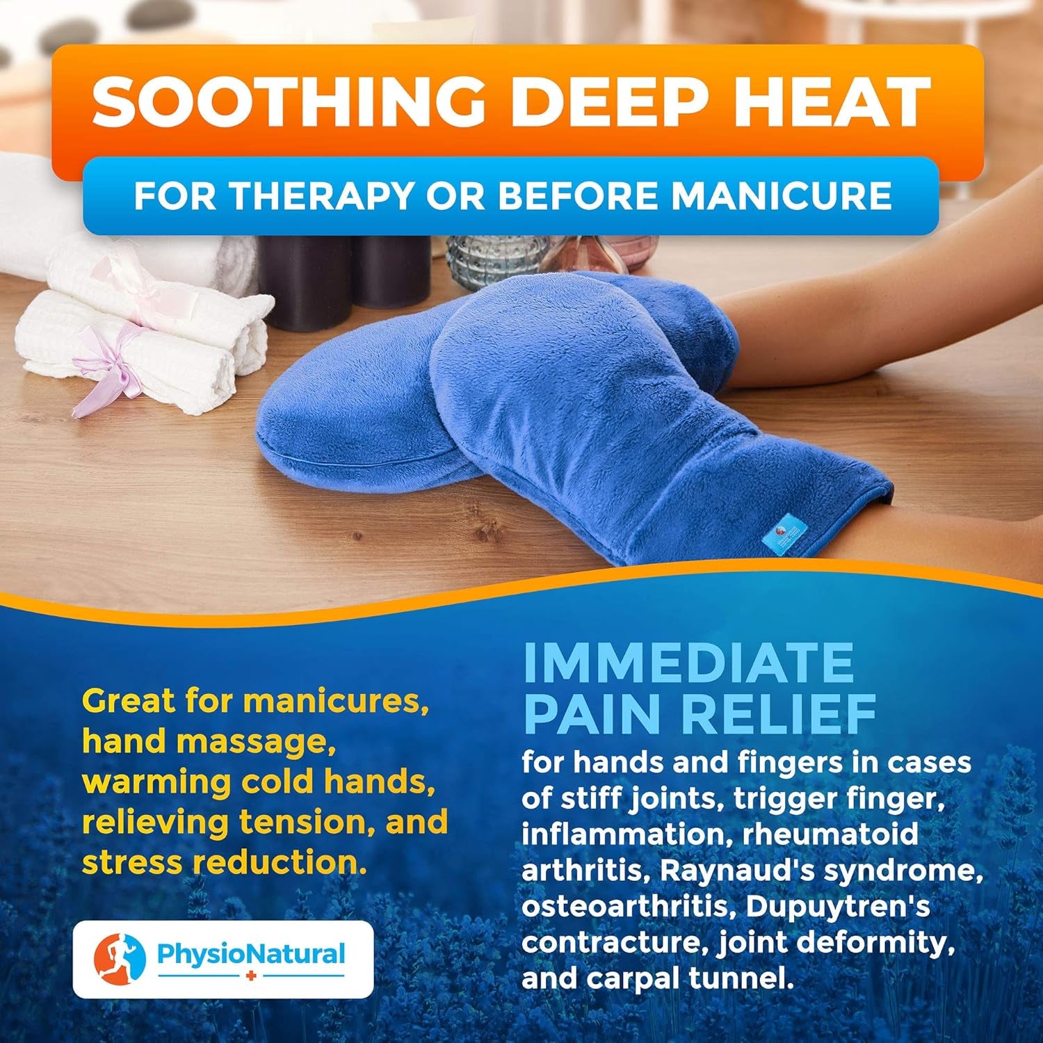 Microwavable Therapy Mittens with Flaxseed – Moist Heat Therapy Relief for Hands and Fingers in Cases of Stiff Joints, Trigger Finger, Inflammation, Raynaud'S, Carpal Tunnel – Natural Unscented Gloves