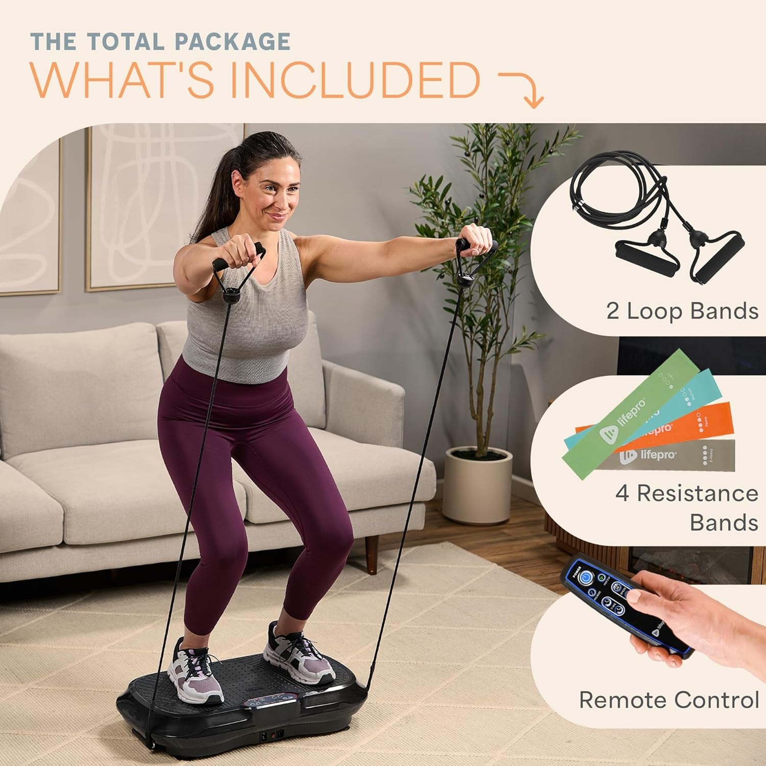 Waver Vibration Plate Exercise Machine – High-Intensity Vibration for Muscle Activation, Full-Body Workout Vibrating Platform with Loop Bands, Fitness Equipment for Strength Toning & Fat Loss