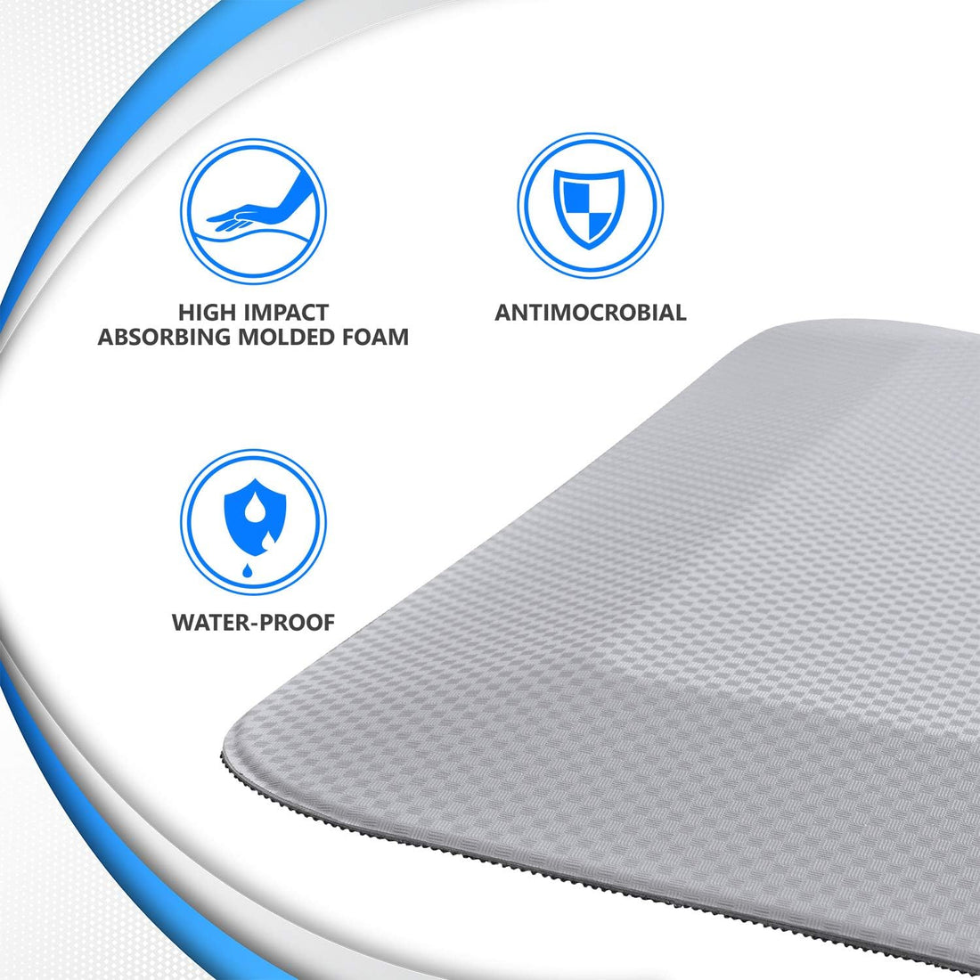 Hospital bed with a large mat in front on a white background