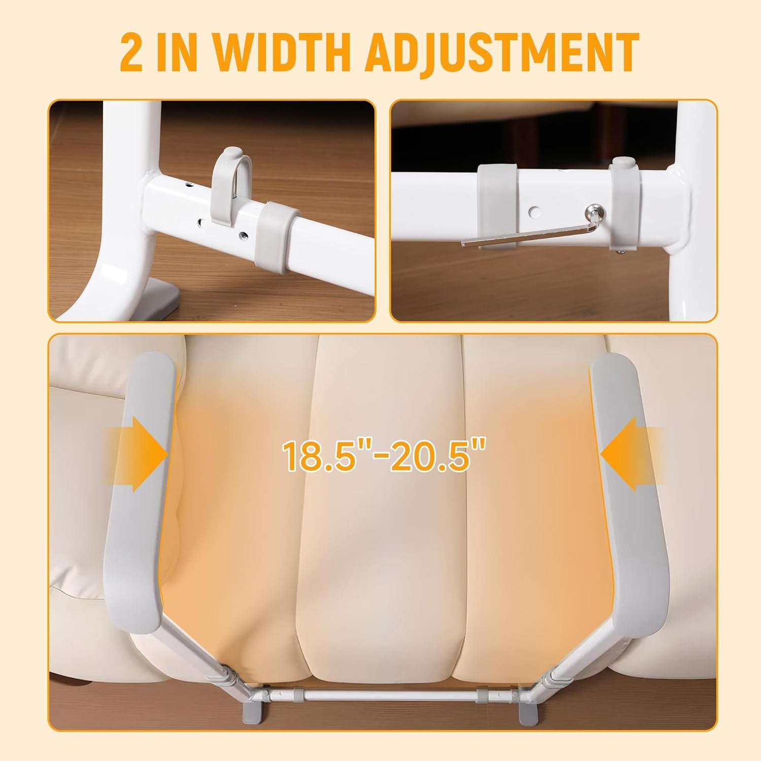 Couch Stand Assist with Handrails, Width and Height Adjustable Stand Assist Aid for Elderly, up to 400 LBS, Sofa and Chair Lift Assist Devices for Seniors, Disabled and Patients, Gray