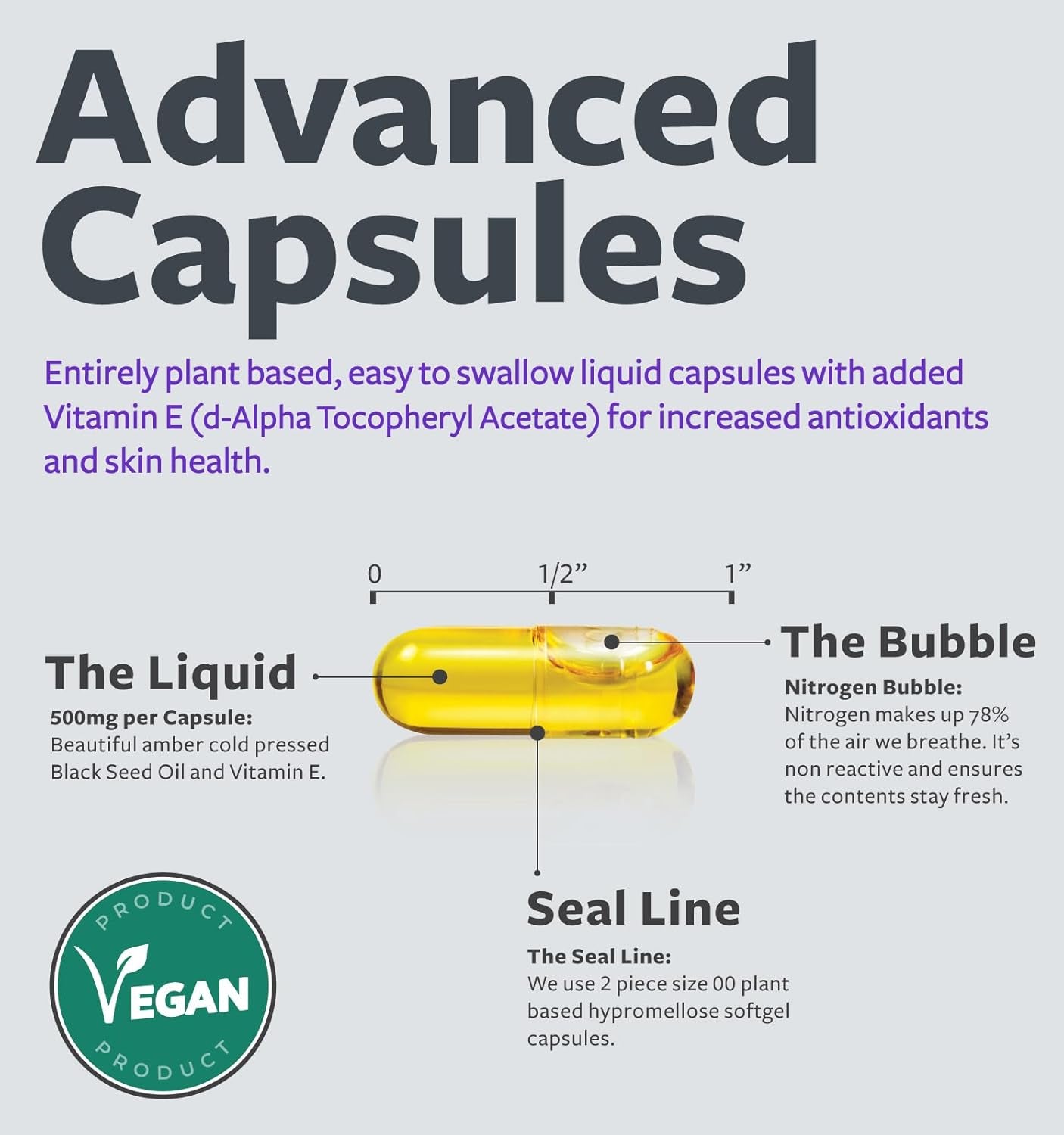 Black Seed Oil - 120 Softgel Capsules Skin Health (Non-Gmo & Vegan) Cold-Pressed Nigella Sativa Producing Pure Black Cumin Seed Oil with Vitamin E - 500Mg Each, 1000Mg per 2 Capsule Serving