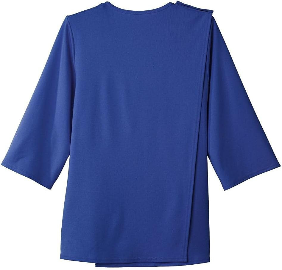 Women’S Open Back Adaptive Embroidered Neckline Design Top for Seniors - 3/4 Long Sleeve Scoop Shirt