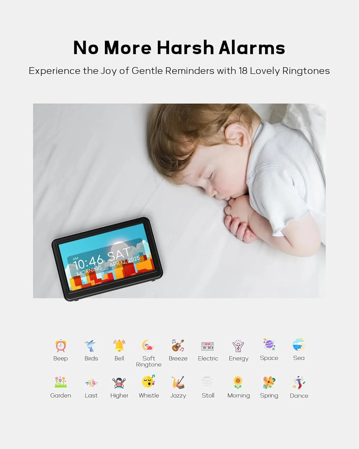 10.1" Digital Clock with Date and Day for Elderly, Digital Calendar with 12 Themes & 9 Colors, Autodst, 23 Preset Schedules & Customizable, Auto Dimming, Indoor Temperature, Humidity, Easy to Use