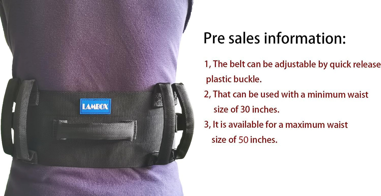 Gait Belt Transfer Belt with 7 Nylon Padded Handles, Medical Nursing Safety Gait Assist Device for Elderly, Seniors, Physical Therapy (7 Soft Black Handles 60",Plastic Release Buckle)