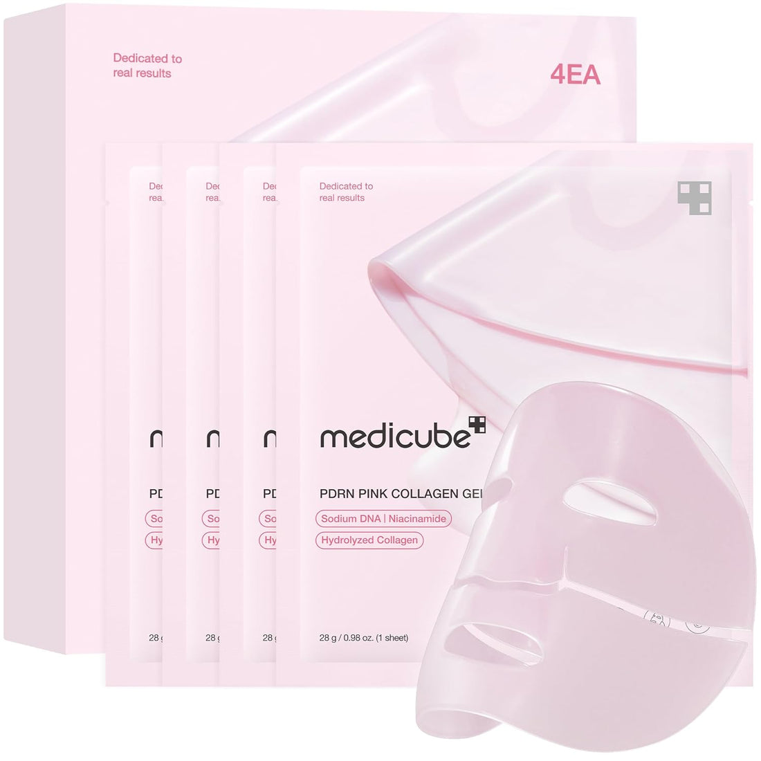 Salmon DNA PDRN Pink Collagen Jelly Gel Mask | Overnight Face Mask for Glass Glow Skin- Elasticity, Hydrating, Firming and Moisturizing | Korean Skincare, 28G, 4Ea