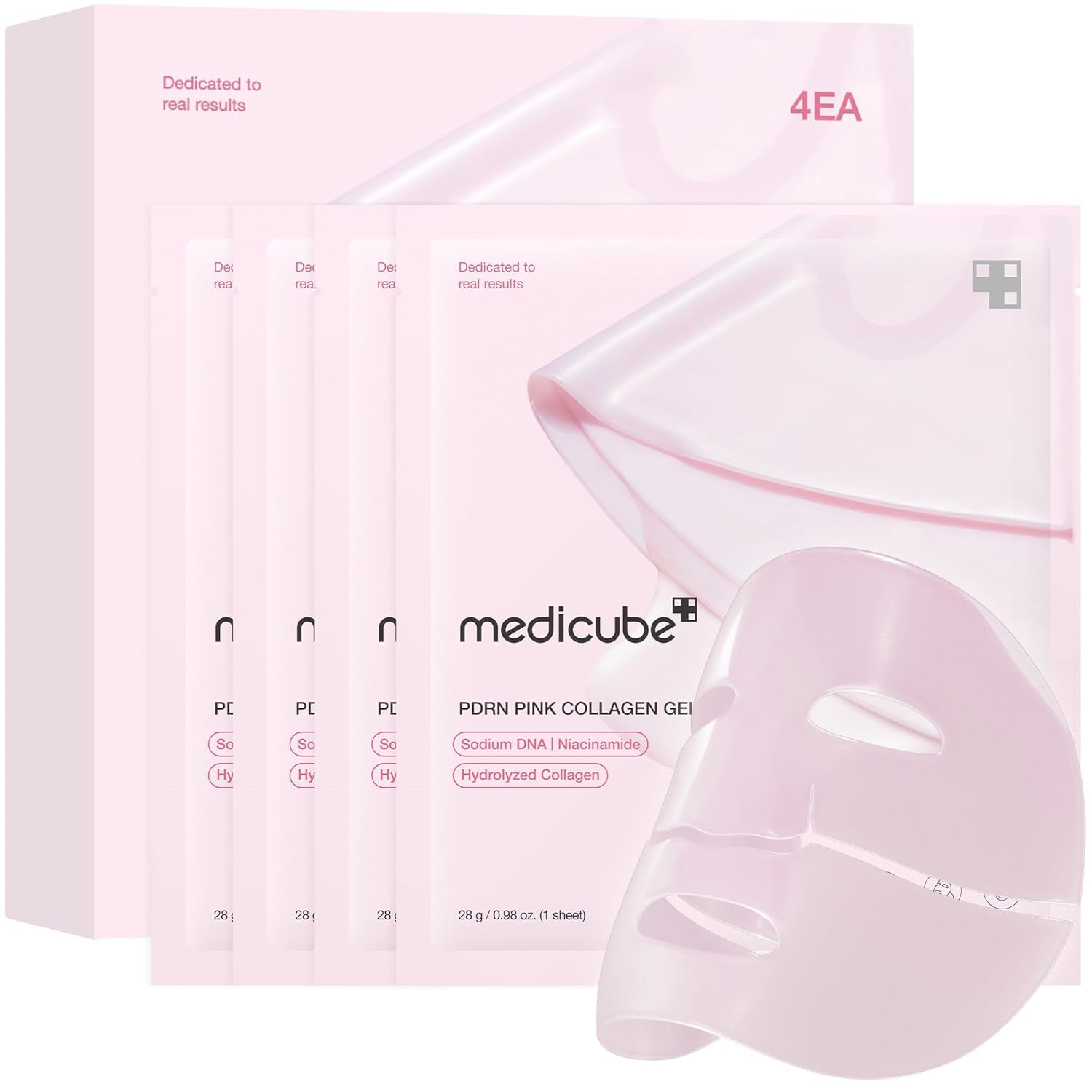 Salmon DNA PDRN Pink Collagen Jelly Gel Mask | Overnight Face Mask for Glass Glow Skin- Elasticity, Hydrating, Firming and Moisturizing | Korean Skincare, 28G, 4Ea